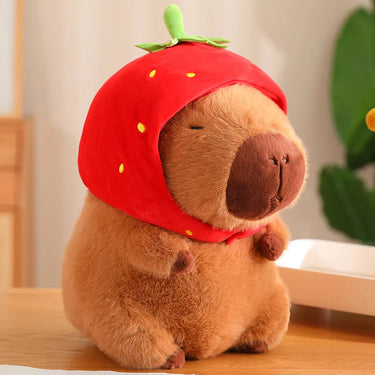 Knuffel Capibara met Aardbeienhoed – Schattig Knuffeldier 0