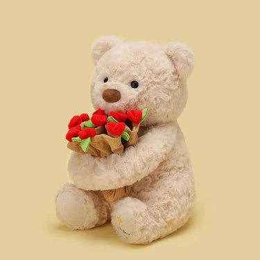 Schattige knuffel beer met bloemen – Zacht en altijd blij 0